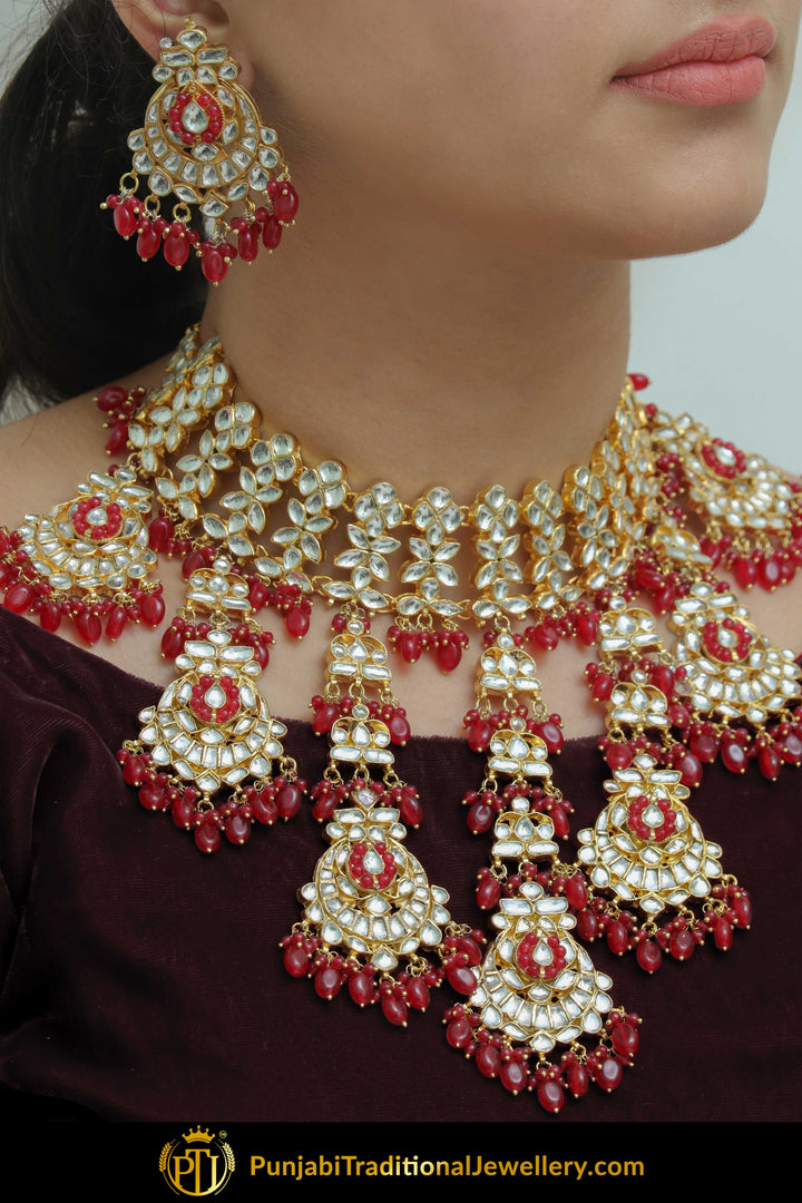 Diyanah Rubby Kundan Necklace Set | Punjabi Traditional Jewellery Exclusive