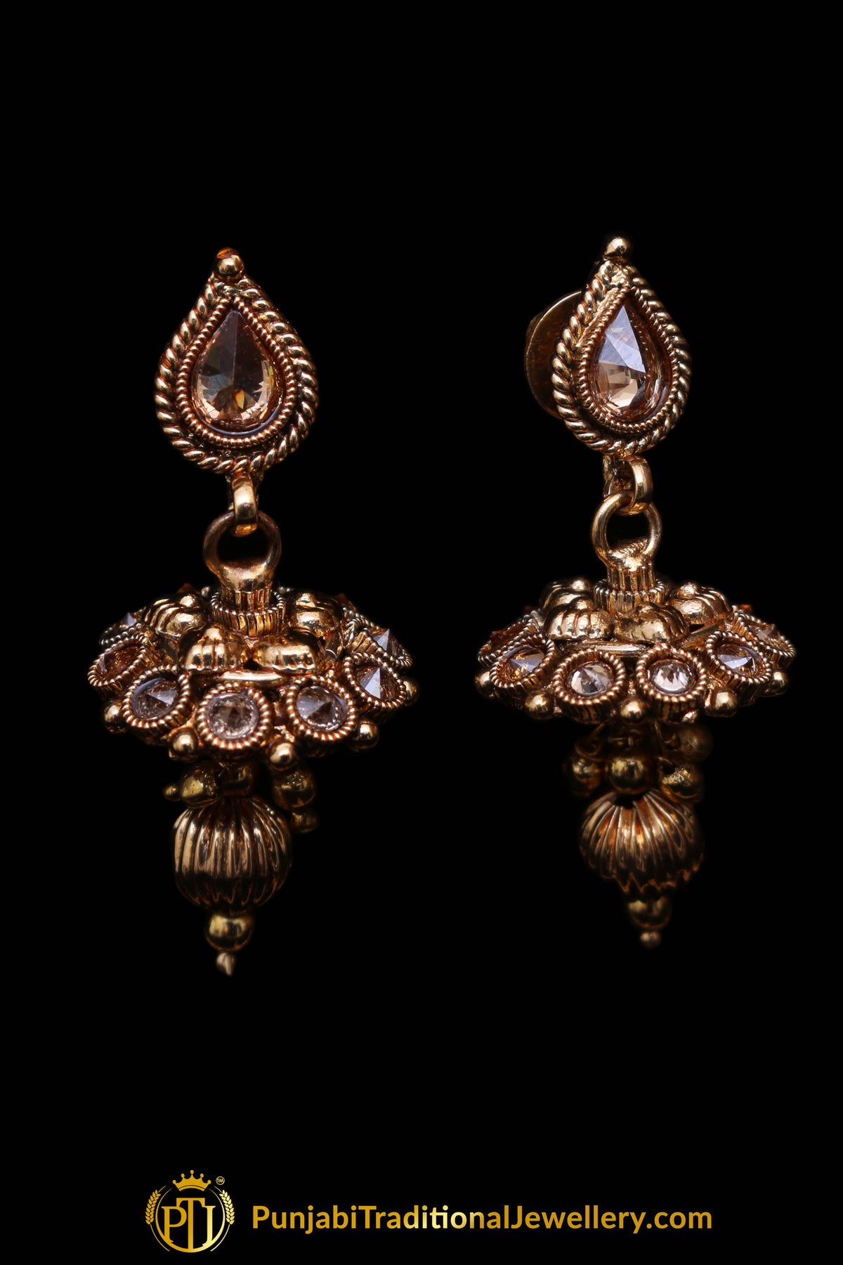 Antique Gold Polki Necklace Set By Punjabi Traditional Jewellery