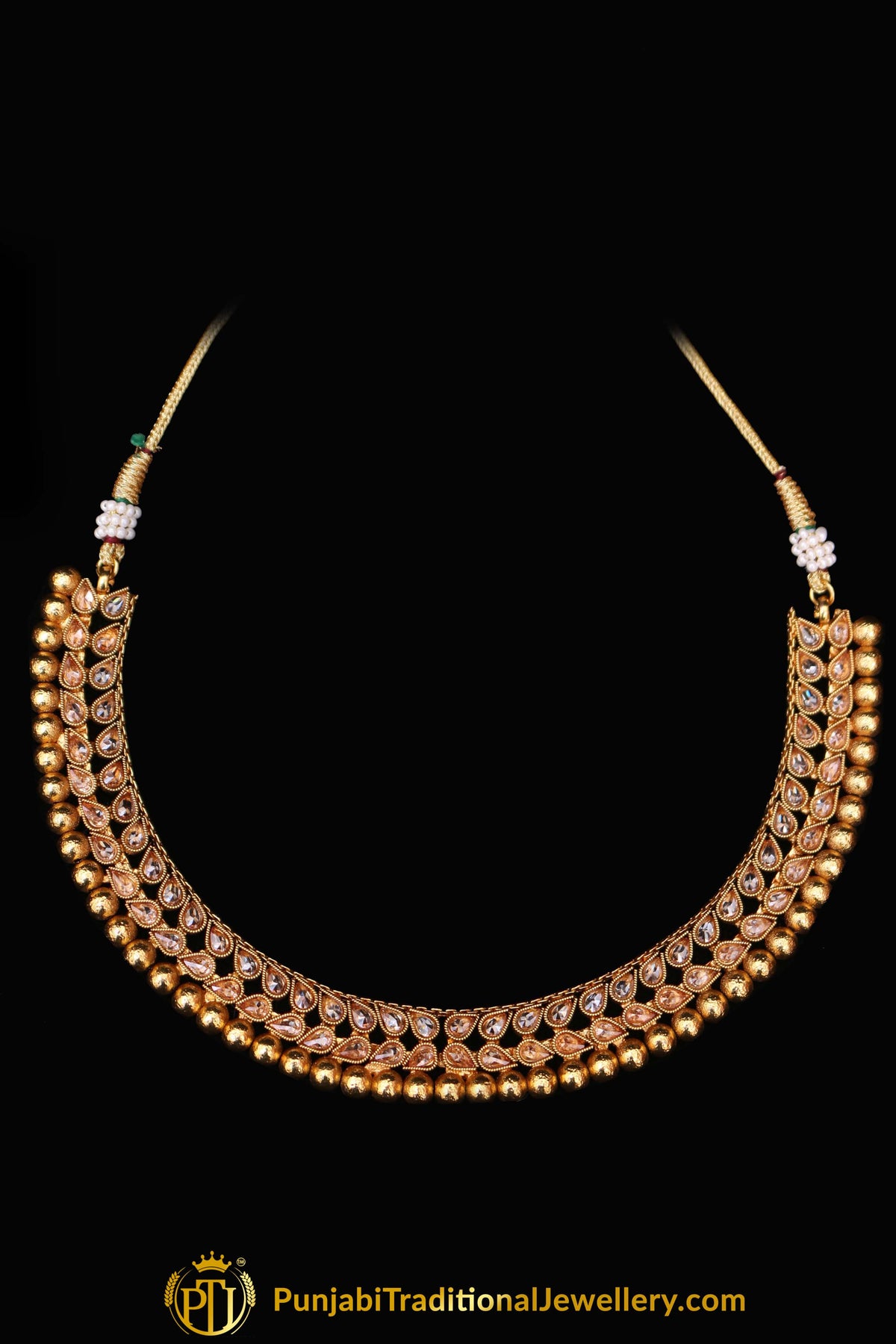 Champagne Stone Necklace Set By Punjabi Traditional Jewellery