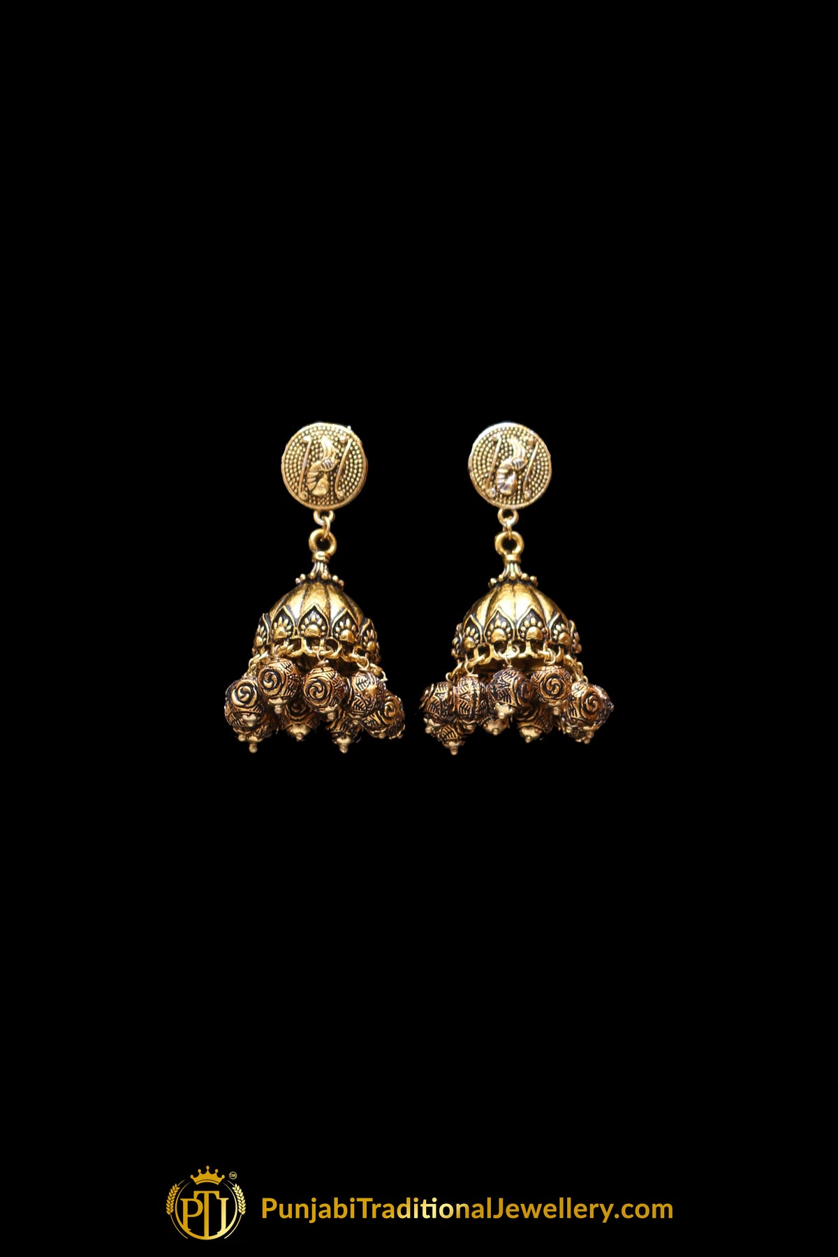 Golden Antique Gold Necklace Set By Punjabi Traditional Jewellery