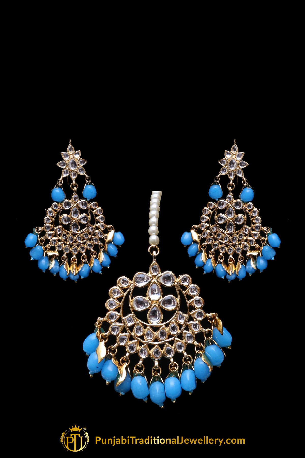 Anokhi Firozi Kundan Necklace Set Punjabi Traditional Jewellery