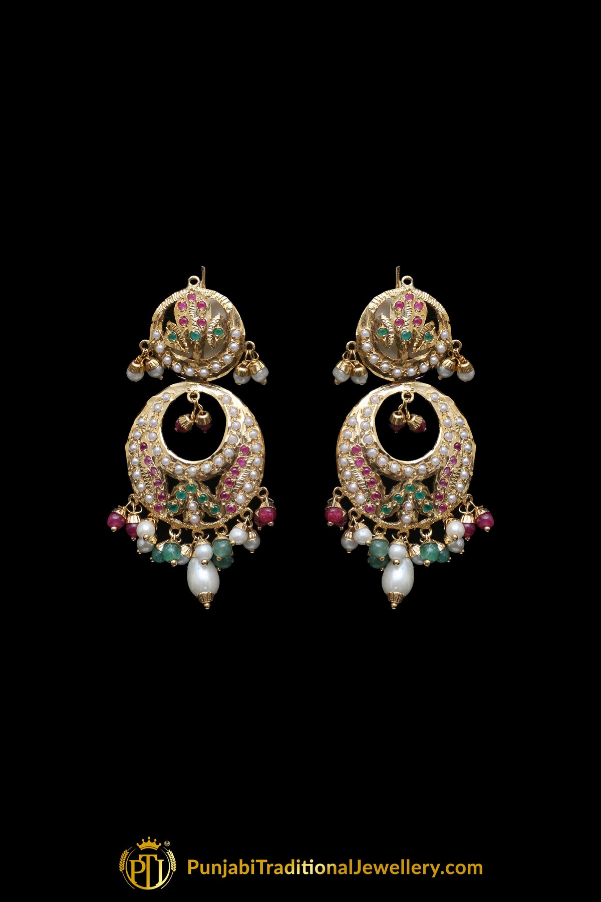 Jadau Multi Pearl Choker Necklace Set By Punjabi Traditional Jewellery