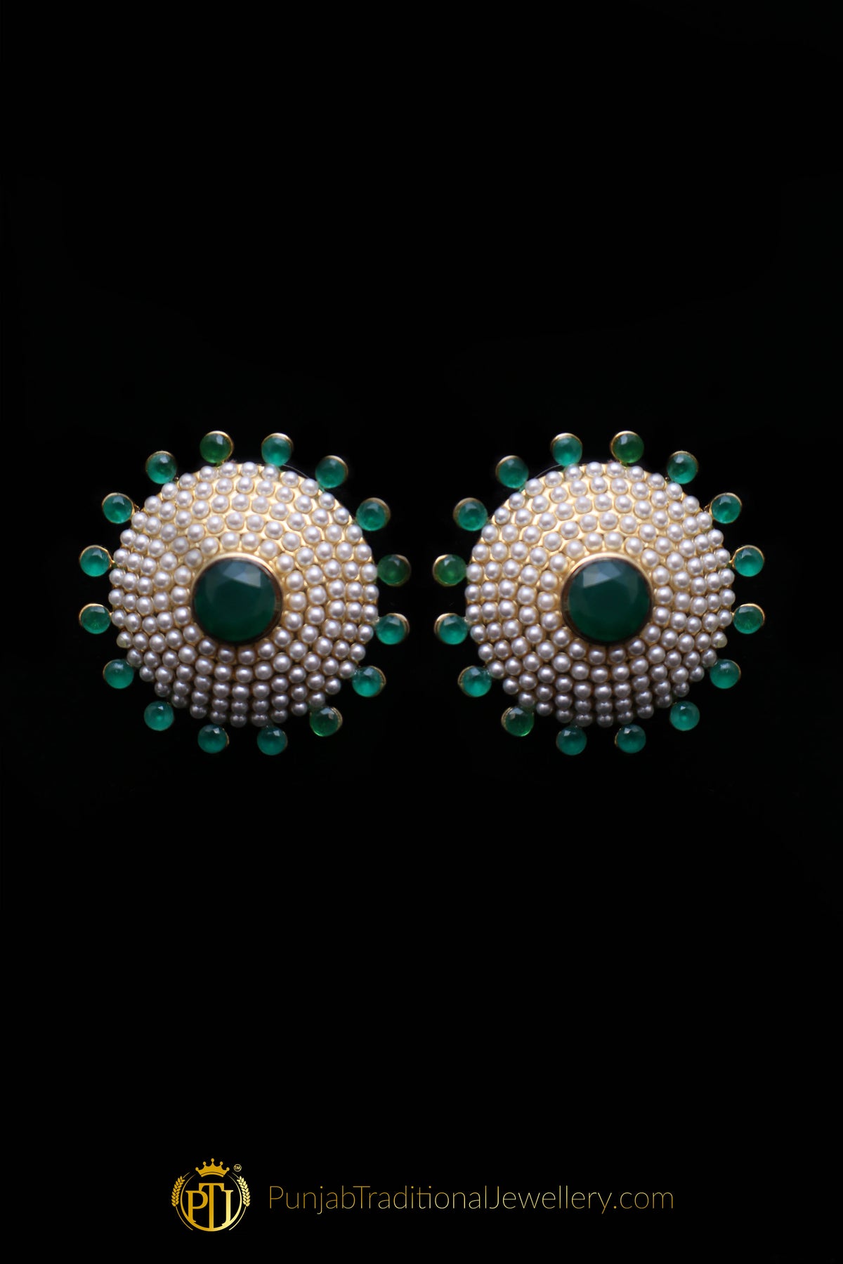 Green Pearl Kundan Choker Necklace Set By Punjabi Traditional Jewellery