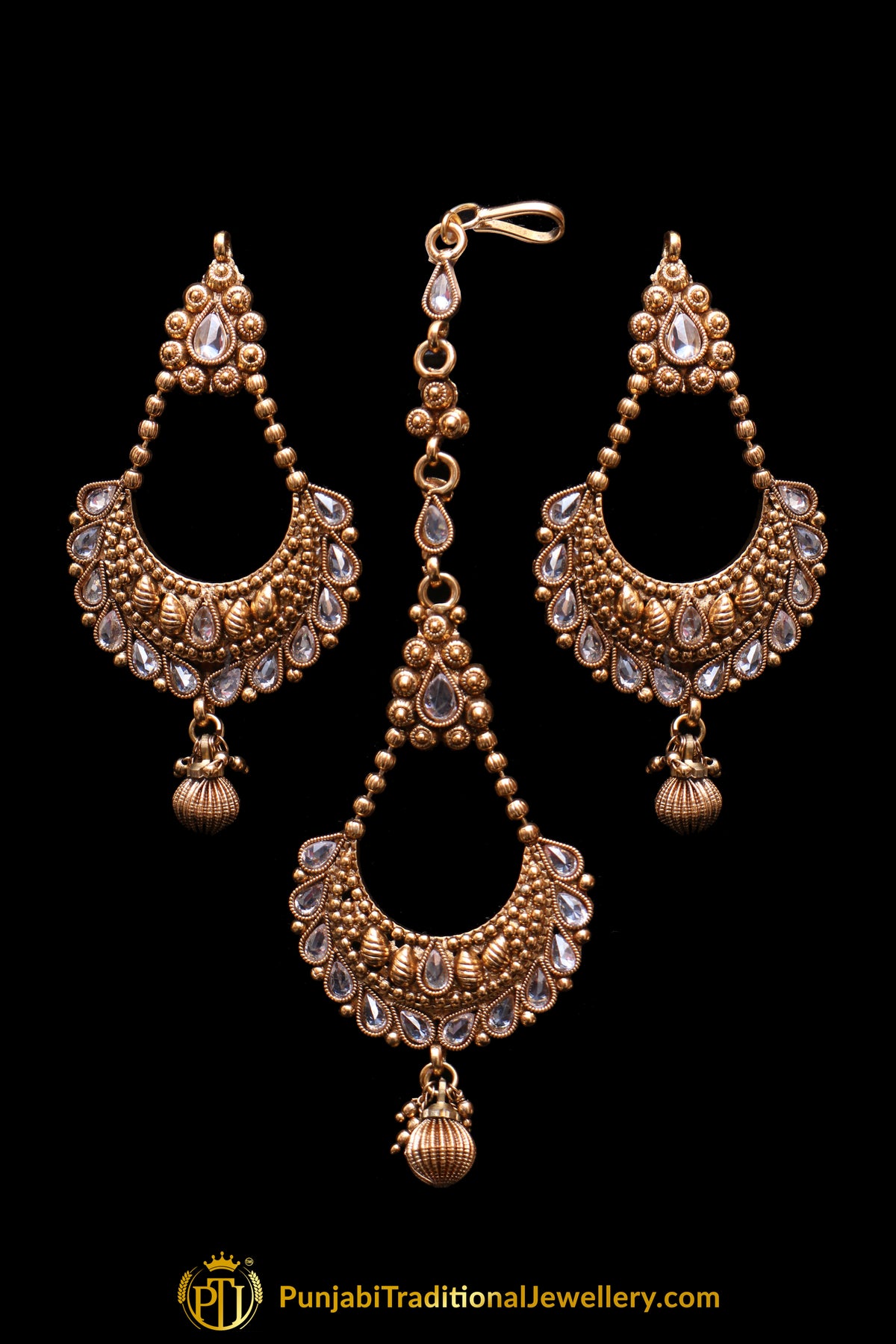 Polki Earring Tikka Set By Punjabi Traditional Jewellery