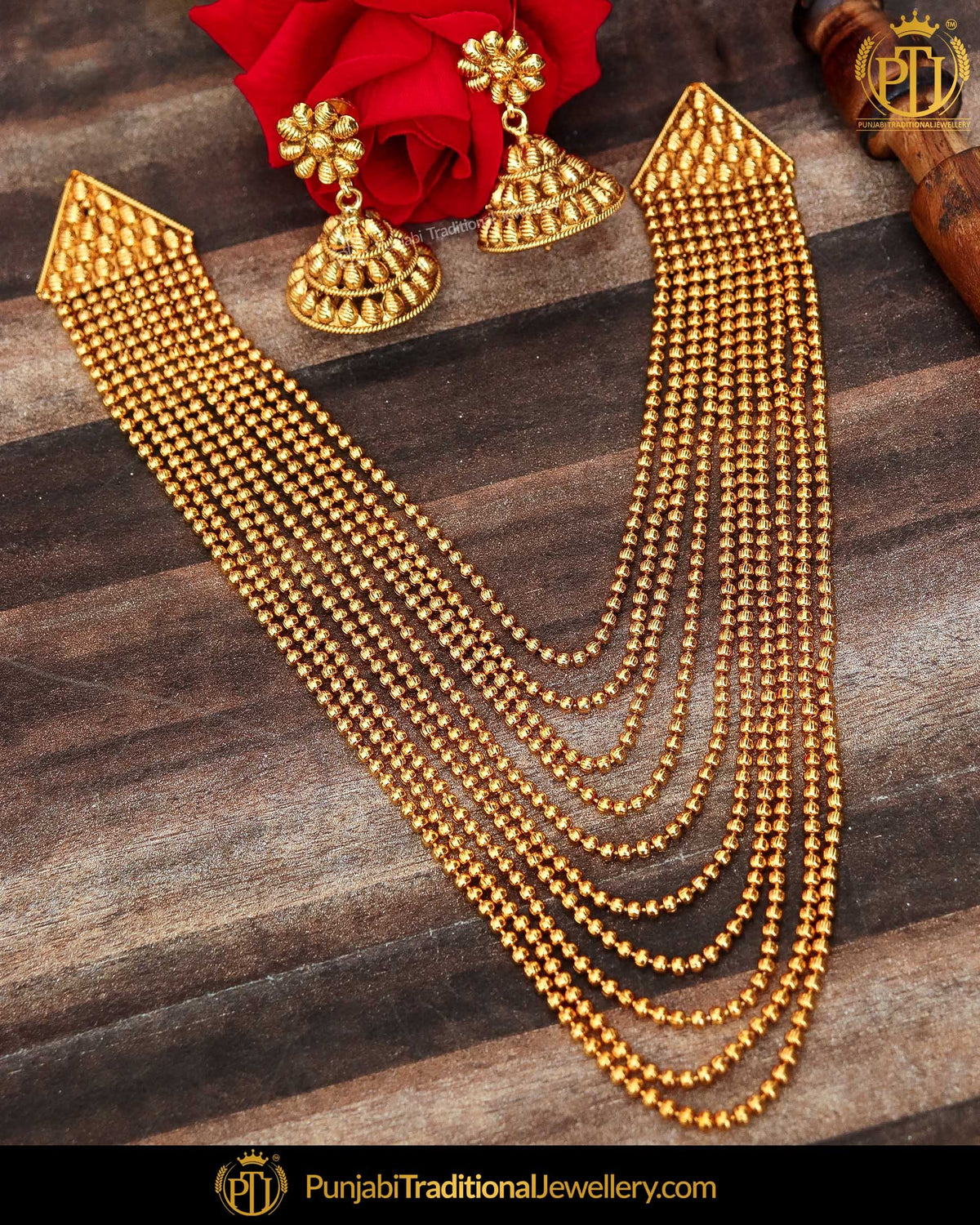 Antique Gold Finished Johda long Set | Punjabi Traditional Jewellery Exclusive