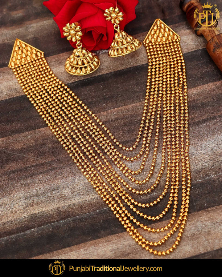 Antique Gold Finished Johda long Set | Punjabi Traditional Jewellery Exclusive