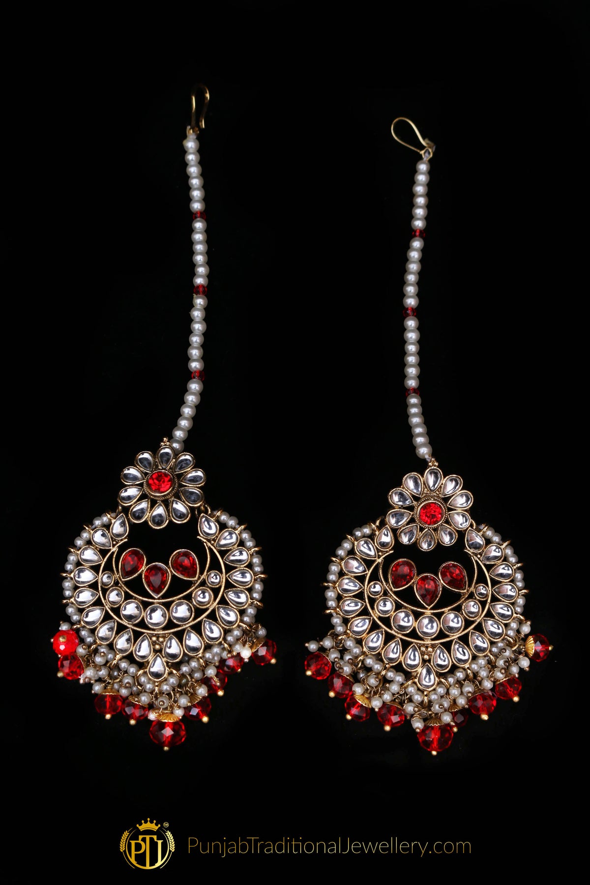 White Pearl Kundan Choker Necklace Set By Punjabi Traditional Jewellery
