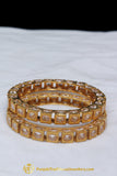 Champagne Stone Karra Bangles (Pair) By Punjabi Traditional Jewellery