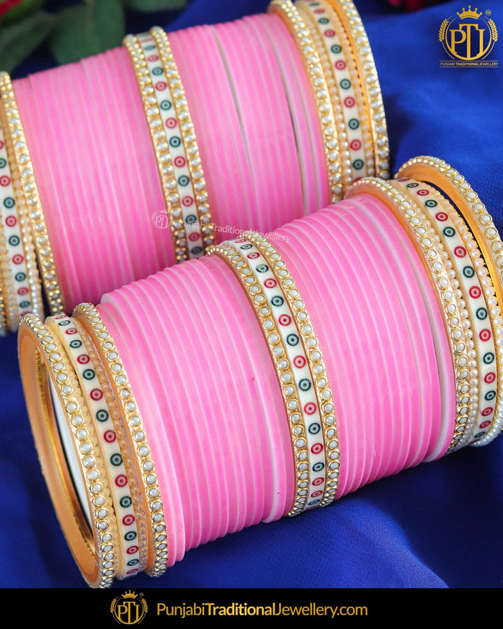 Dotted pearl pink bridal chura | Punjabi Traditional Jewellery Exclusive
