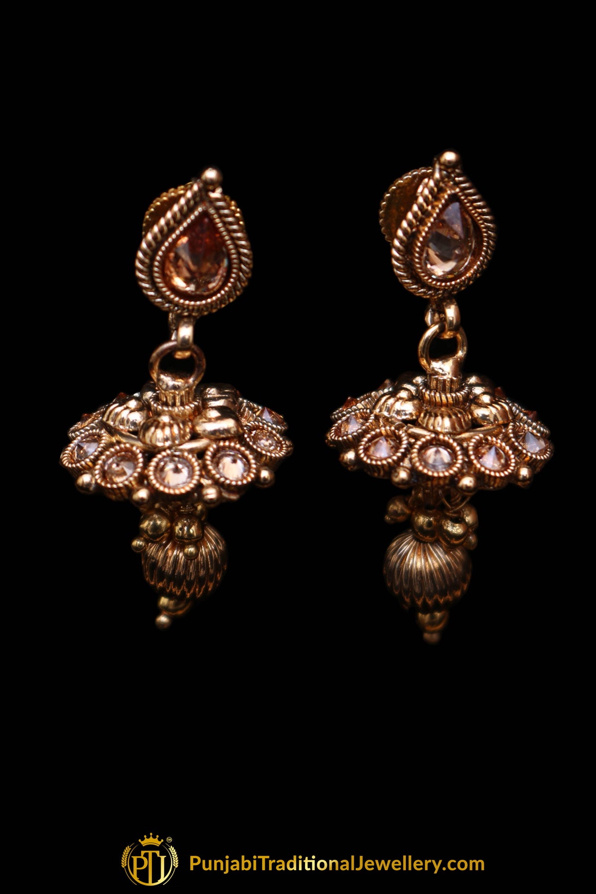 Qurbat Antique Gold Polki Necklace Set By Punjabi Traditional Jewellery