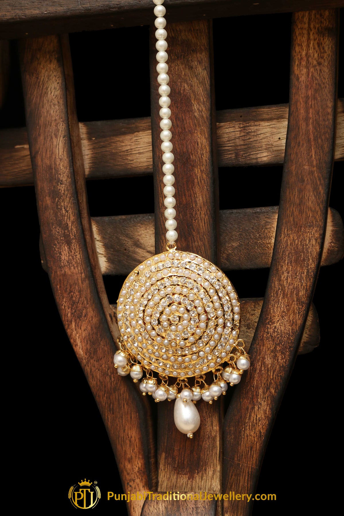 Golden Jadau Tikka By Punjabi Traditional Jewellery