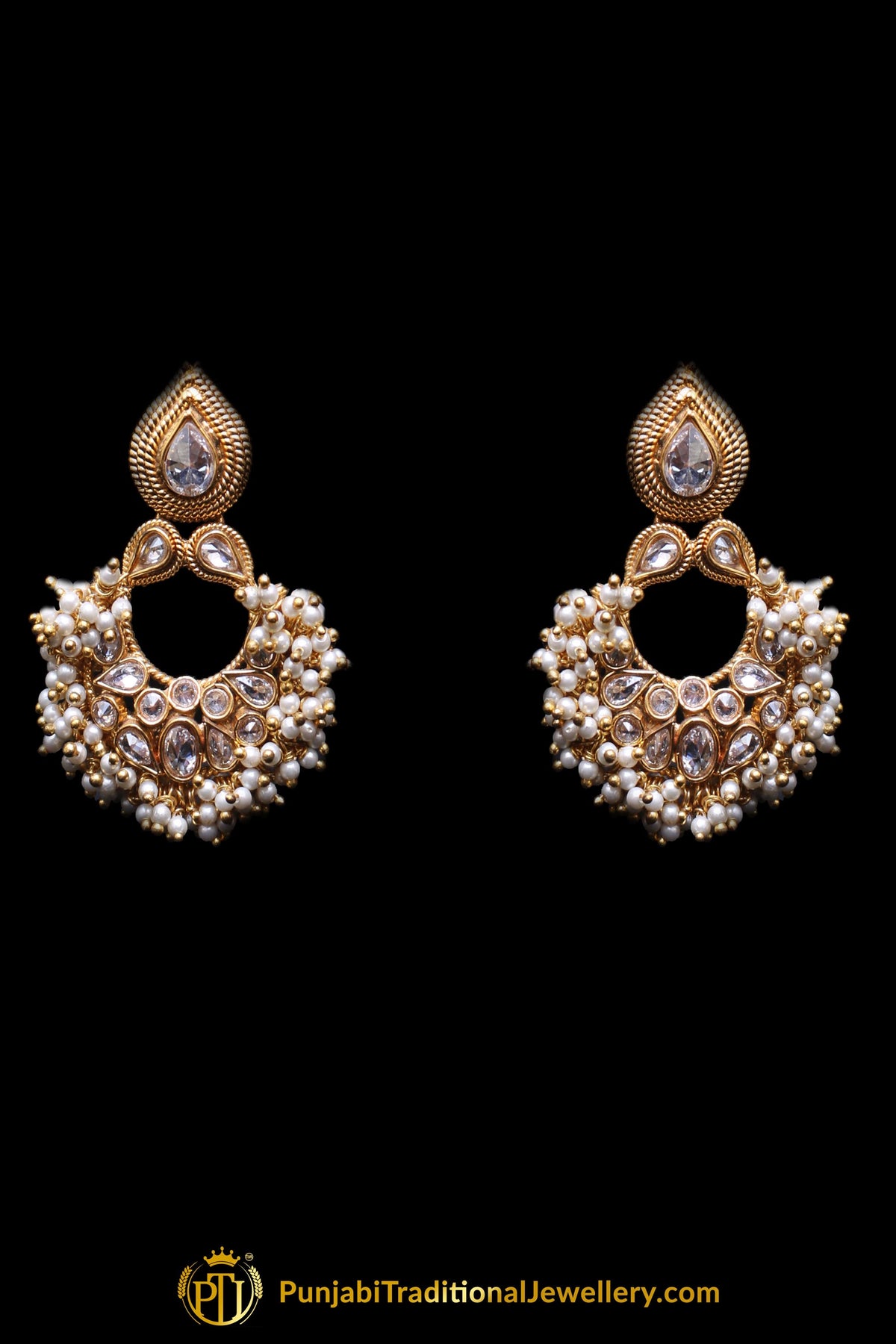Champagne Stone Necklace Set By Punjabi Traditional Jewellery