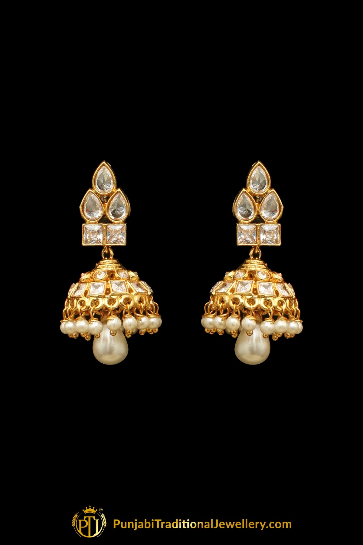 Polki Pearl Necklace Set By Punjabi Taditional Jewellery