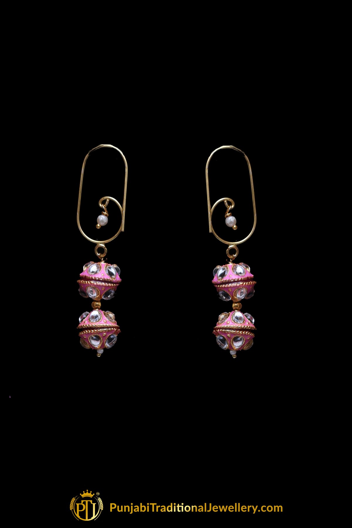 Pink Kundan Mala Meena Necklace Set By Punjabi Taditional Jewellery