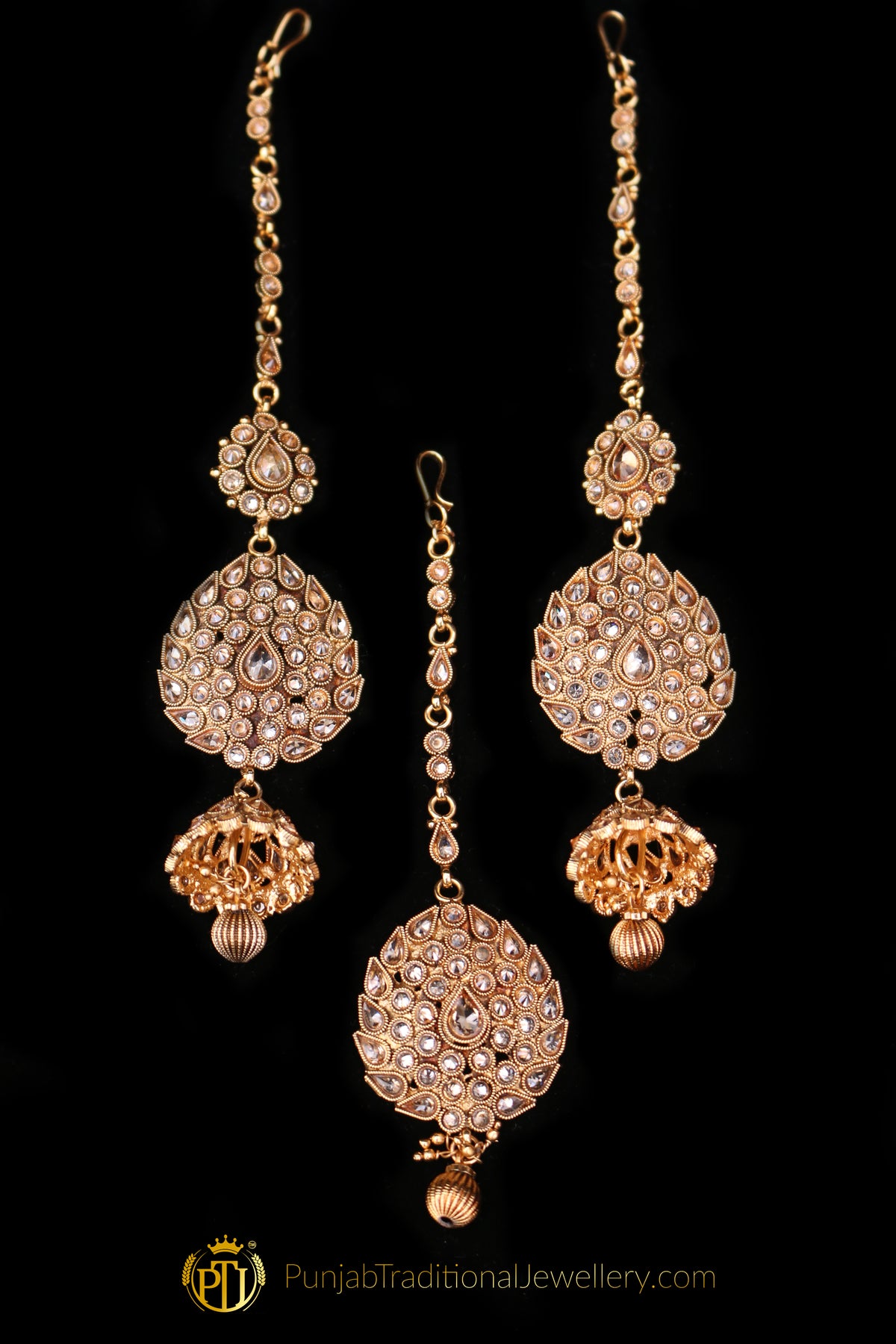 Gold Plated Polki Choker Necklace Set By Punjabi Traditional Jewellery