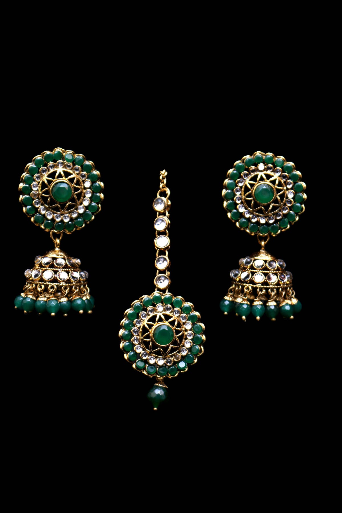 Shabab Green Kundan long set Necklace Set By Punjabi Traditional Jewellery