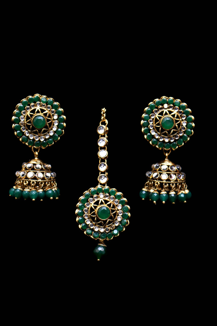 Shabab Green Kundan long set Necklace Set By Punjabi Traditional Jewellery