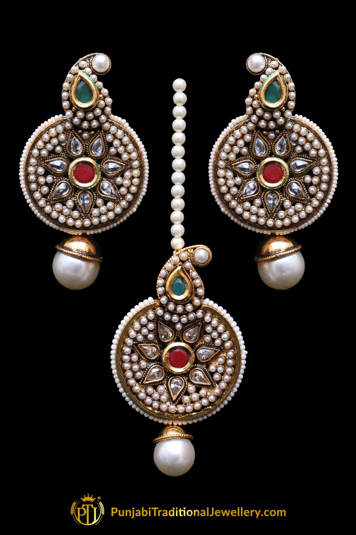 Jodha Earring & Tikka Set By Punjabi Traditional Jewellery