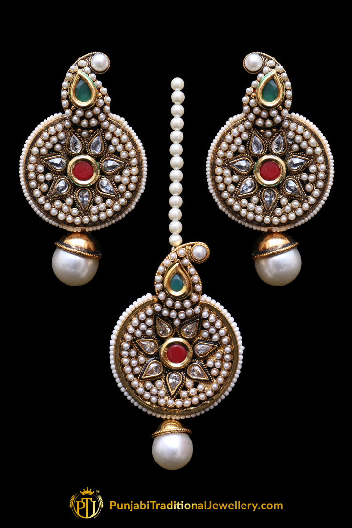 Jodha Earring & Tikka Set By Punjabi Traditional Jewellery