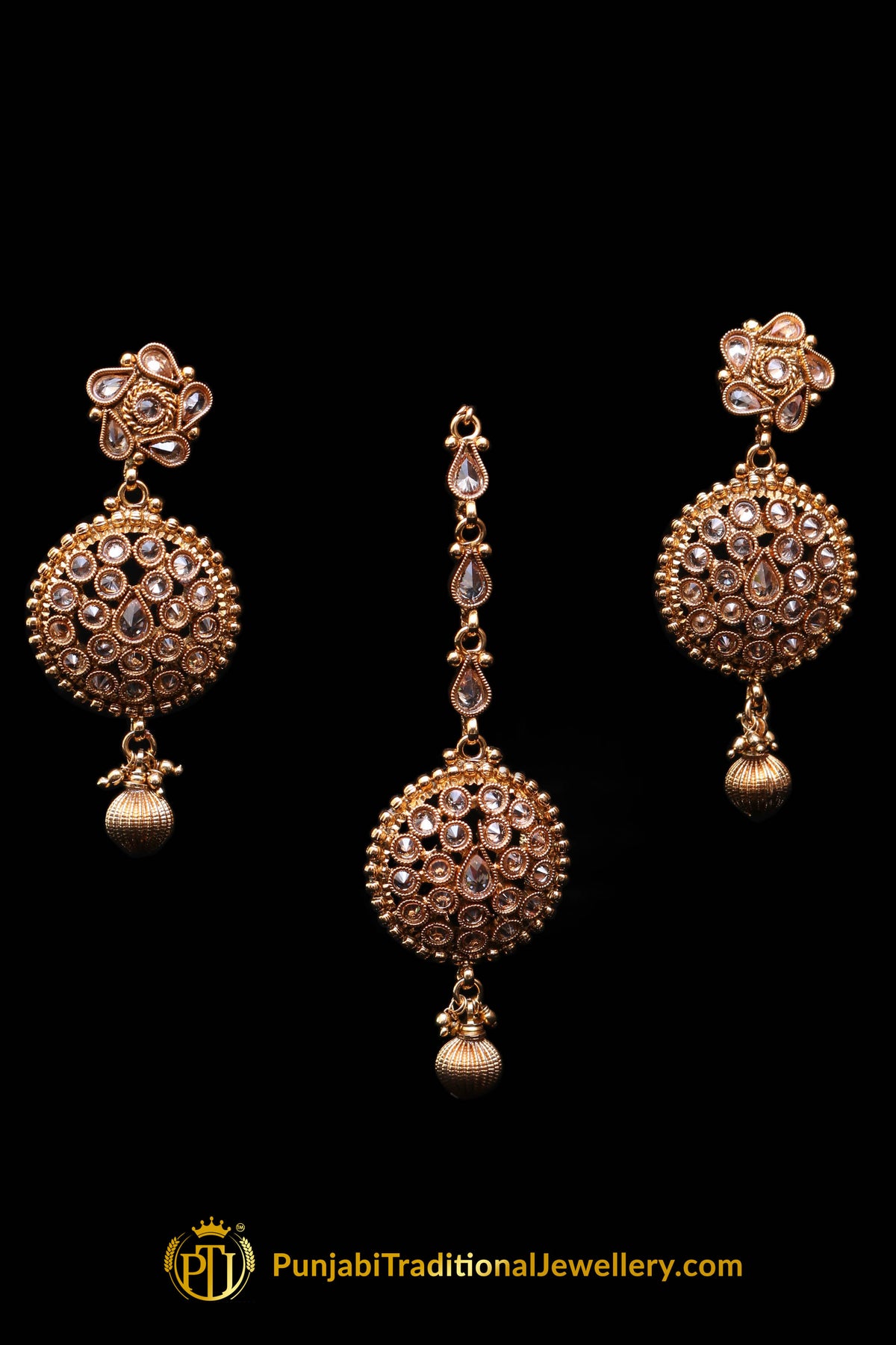 Ilam Maroon Polki Necklace Set By Punjabi Traditional Jewellery