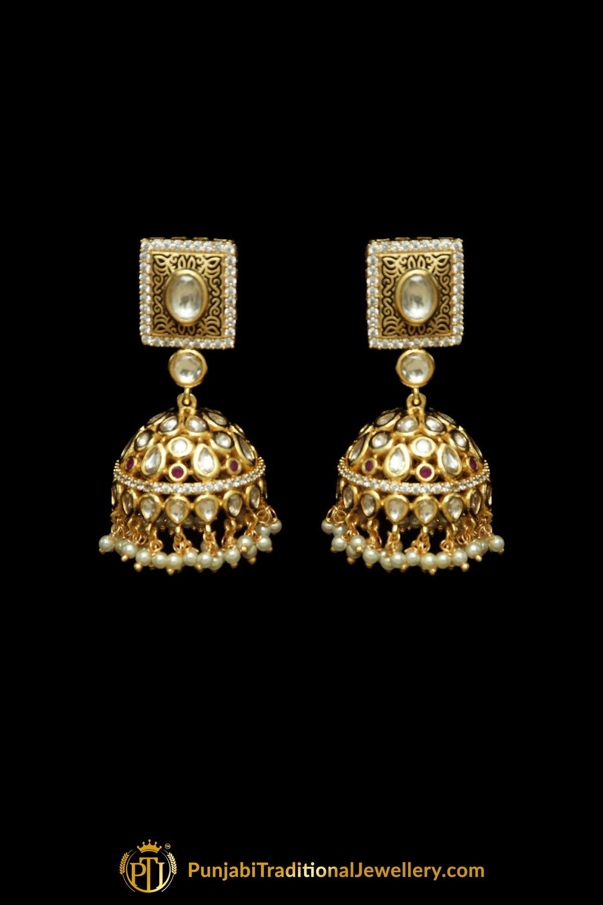 Golden Kundan hand Meena Painted Meena Choker Necklace Set Punjabi Traditional Jewellery