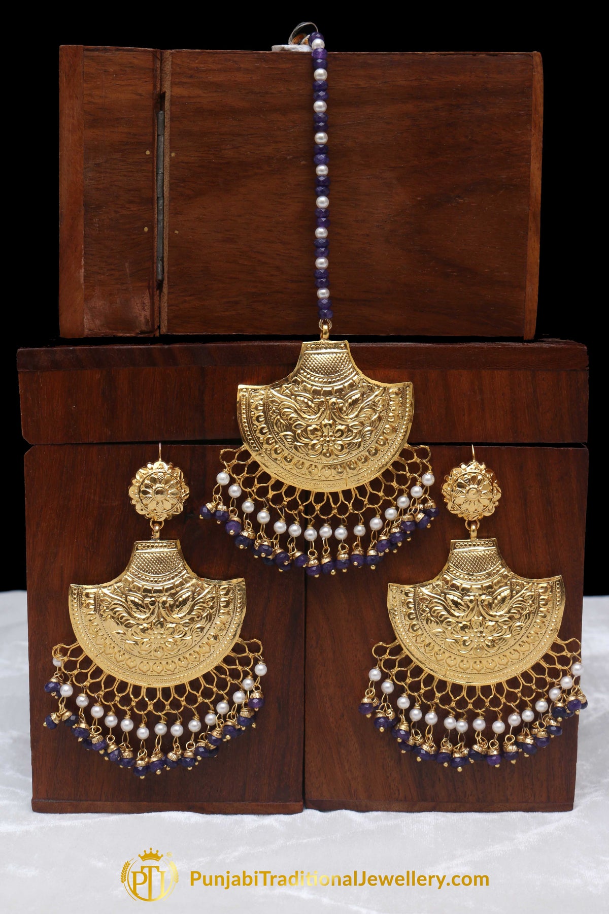 Gold Plated Earring Tikka Set By Punjabi Traditional Jewellery