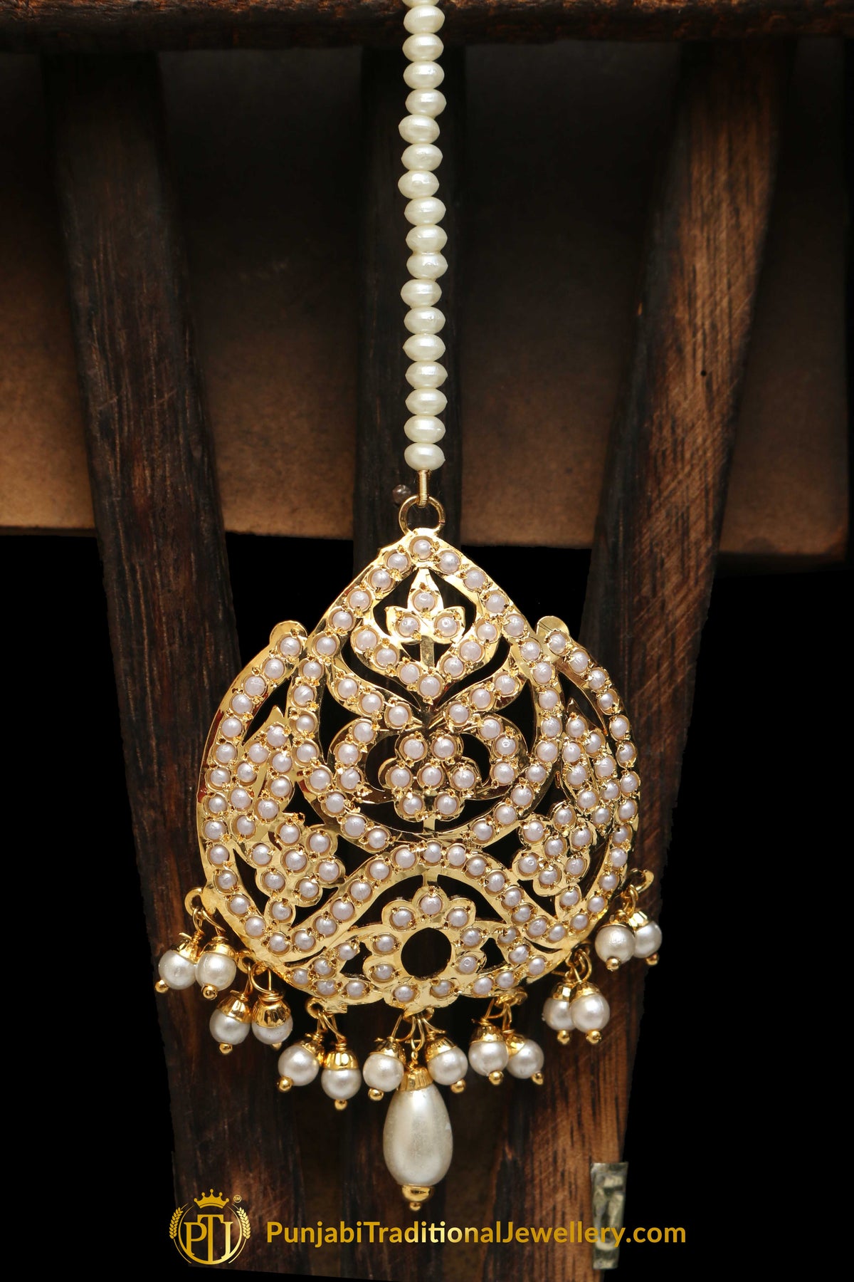 Golden Jadau Tikka By Punjabi Traditional Jewellery