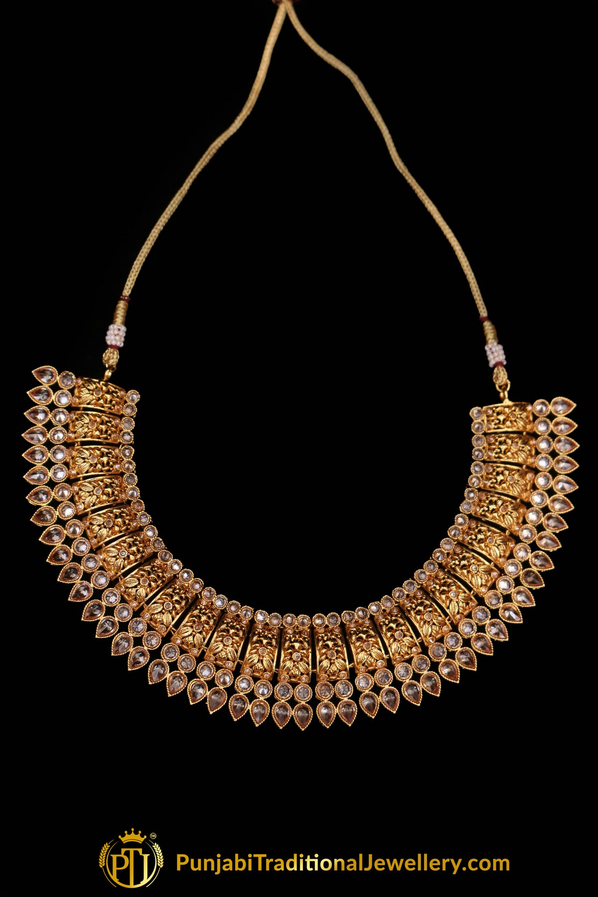 Champagne Stone Necklace Set By Punjabi Traditional Jewellery