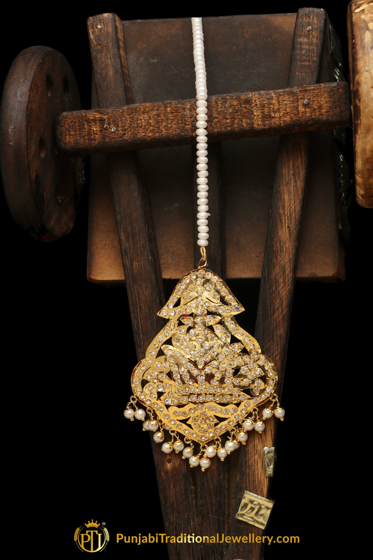 Golden Jadau Tikka By Punjabi Traditional Jewellery