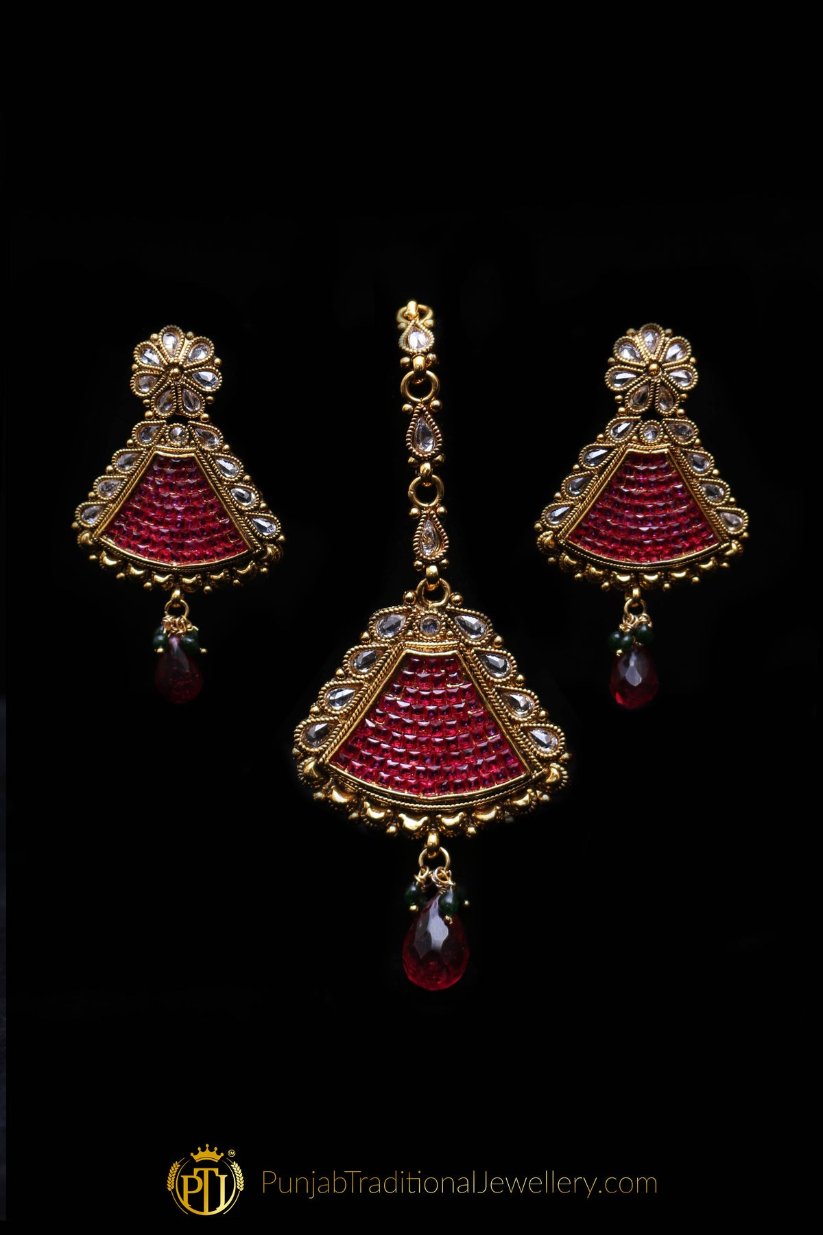 Gold Plated Polki Choker Necklace Set By Punjabi Traditional Jewellery