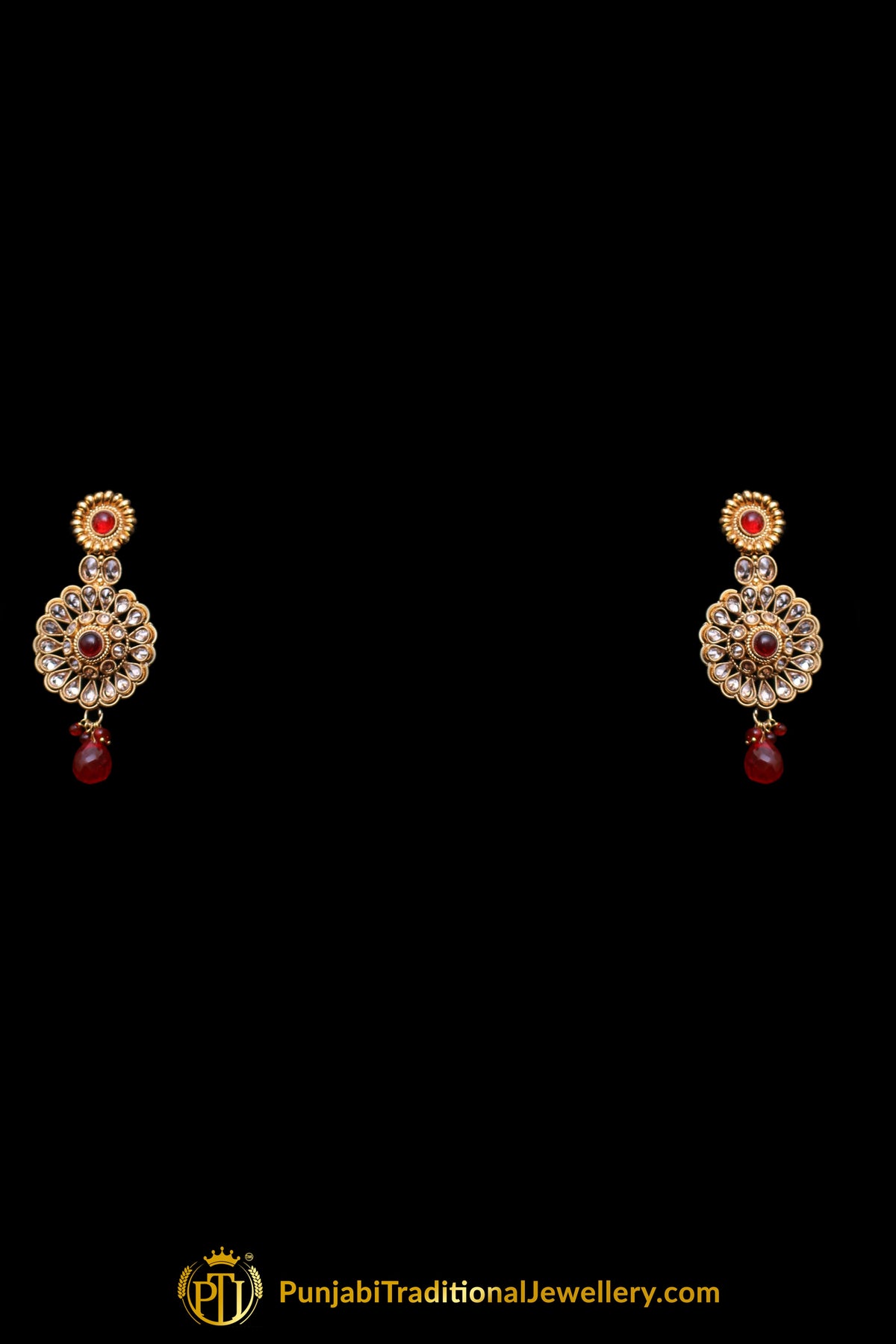 Antique Gold Rubby Necklace Set By Punjabi Traditional Jewellery