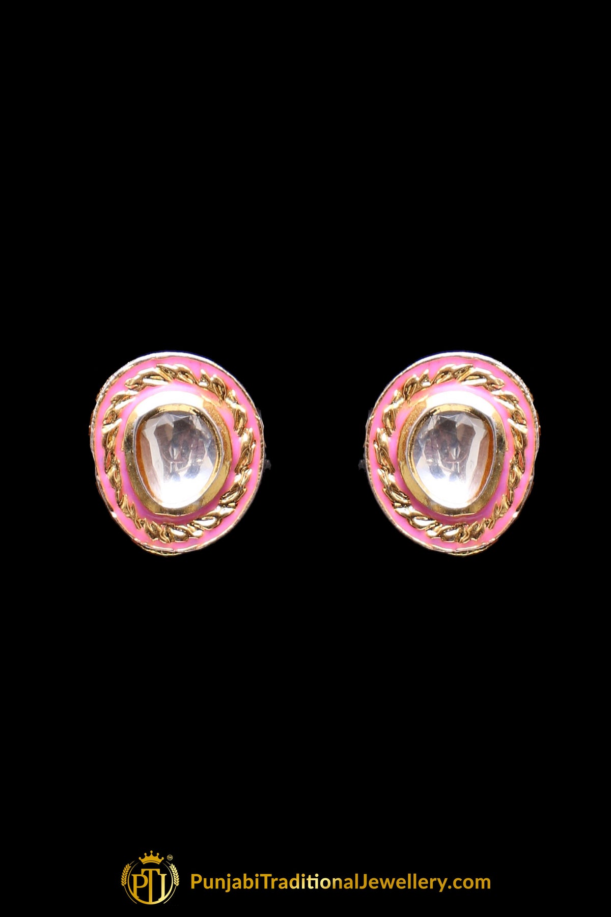 Pink Kundan Meena Necklace Set By Punjabi Taditional Jewellery