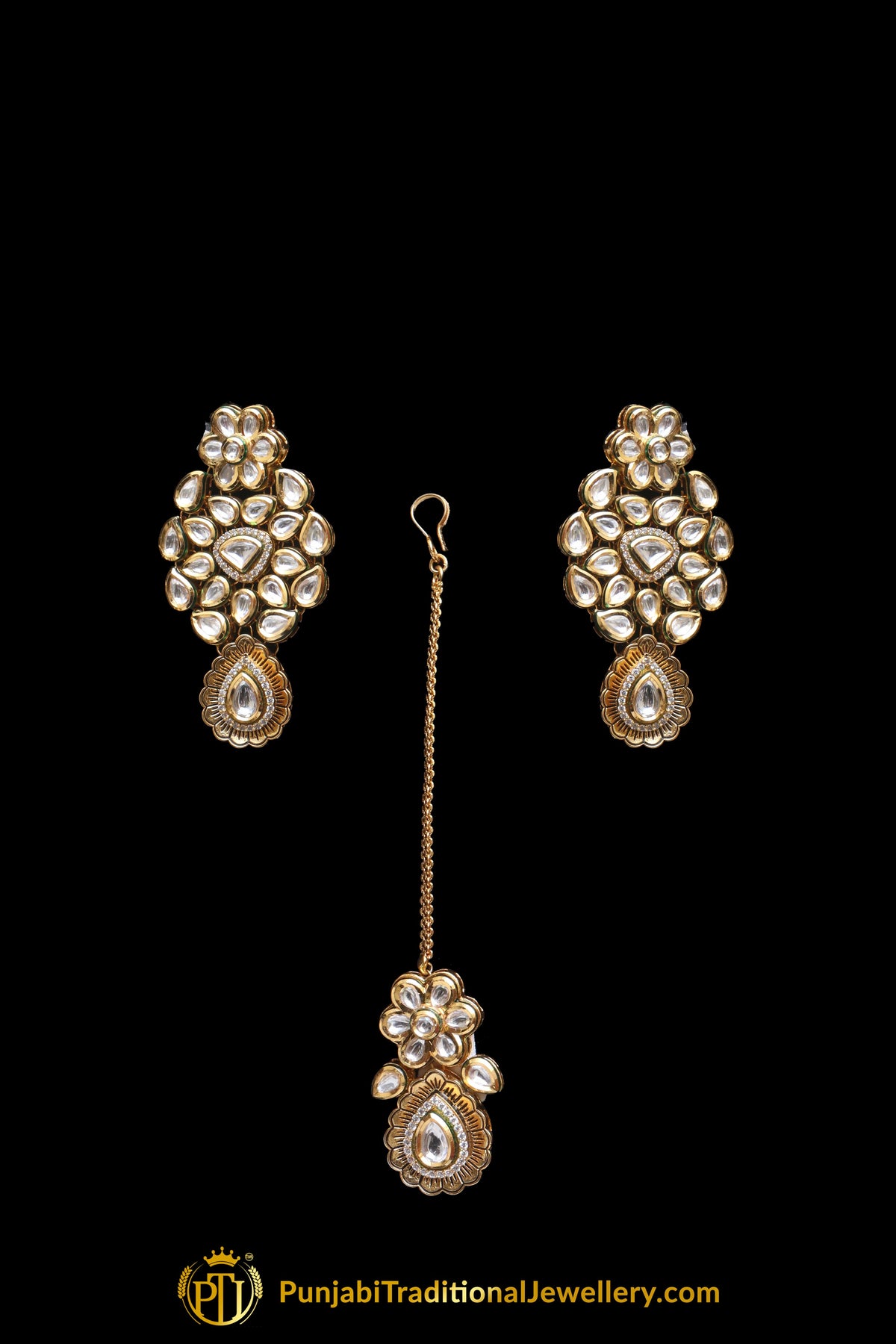 Gold Plated With Kundan Necklace Set By Punjabi Traditional Jewellery