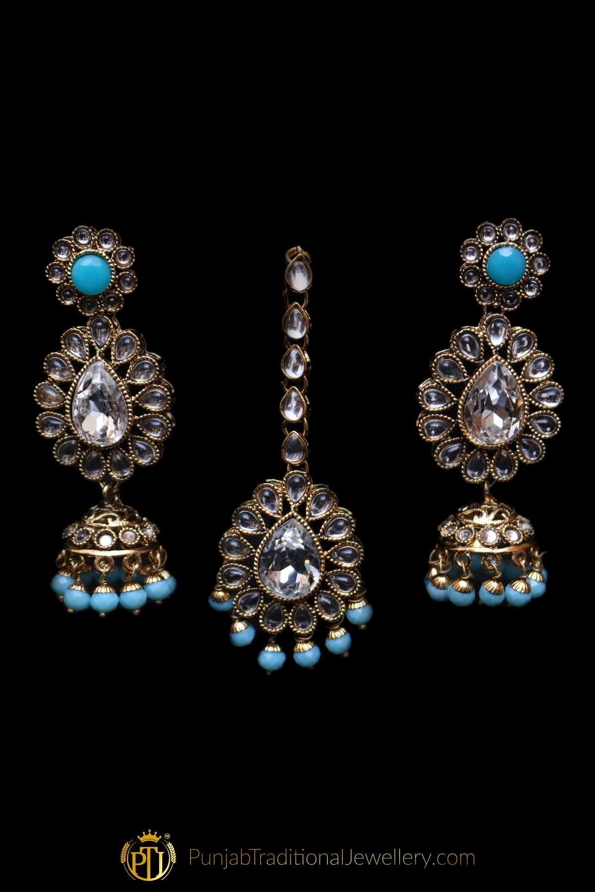 Firozi Pearl Kundan Necklace Set By  Punjabi Traditional Jewellery