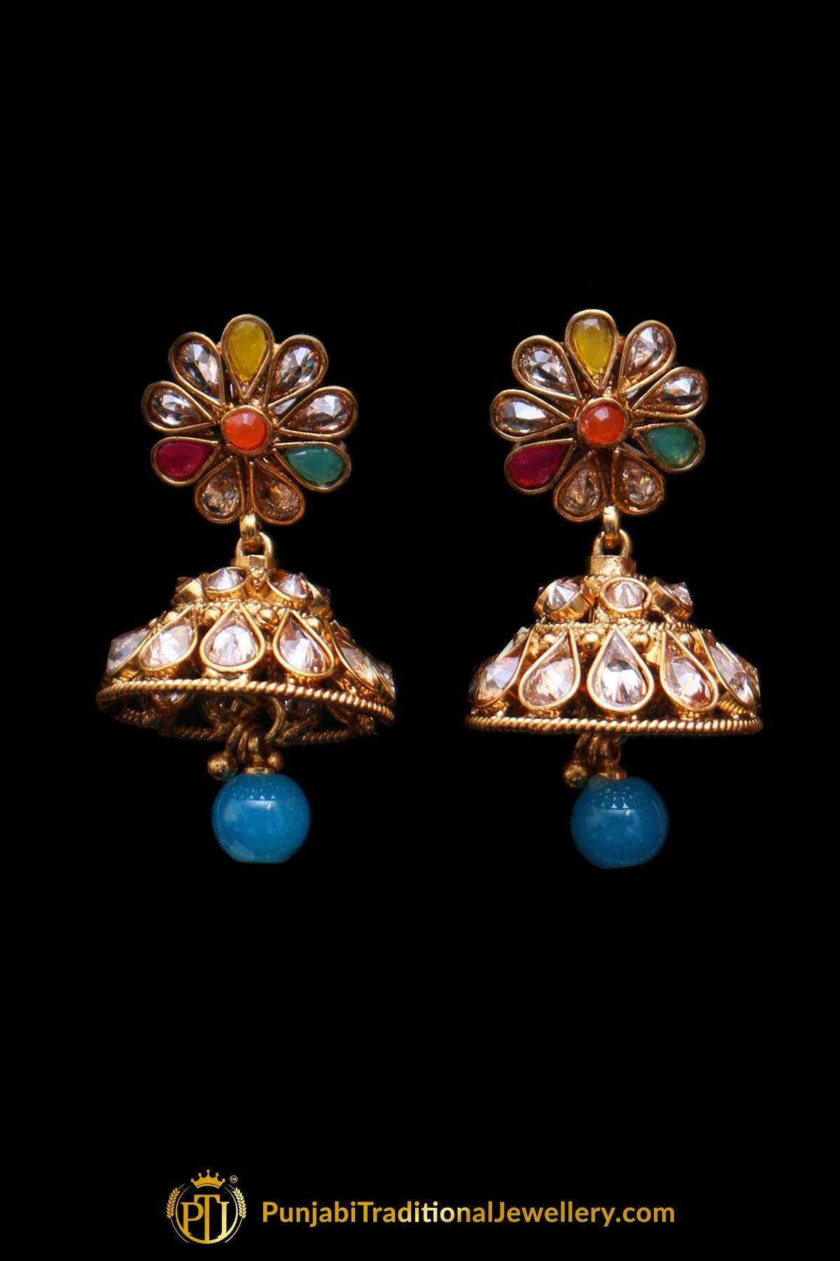 Multi Polki Necklace Set By Punjabi Traditional Jewellery