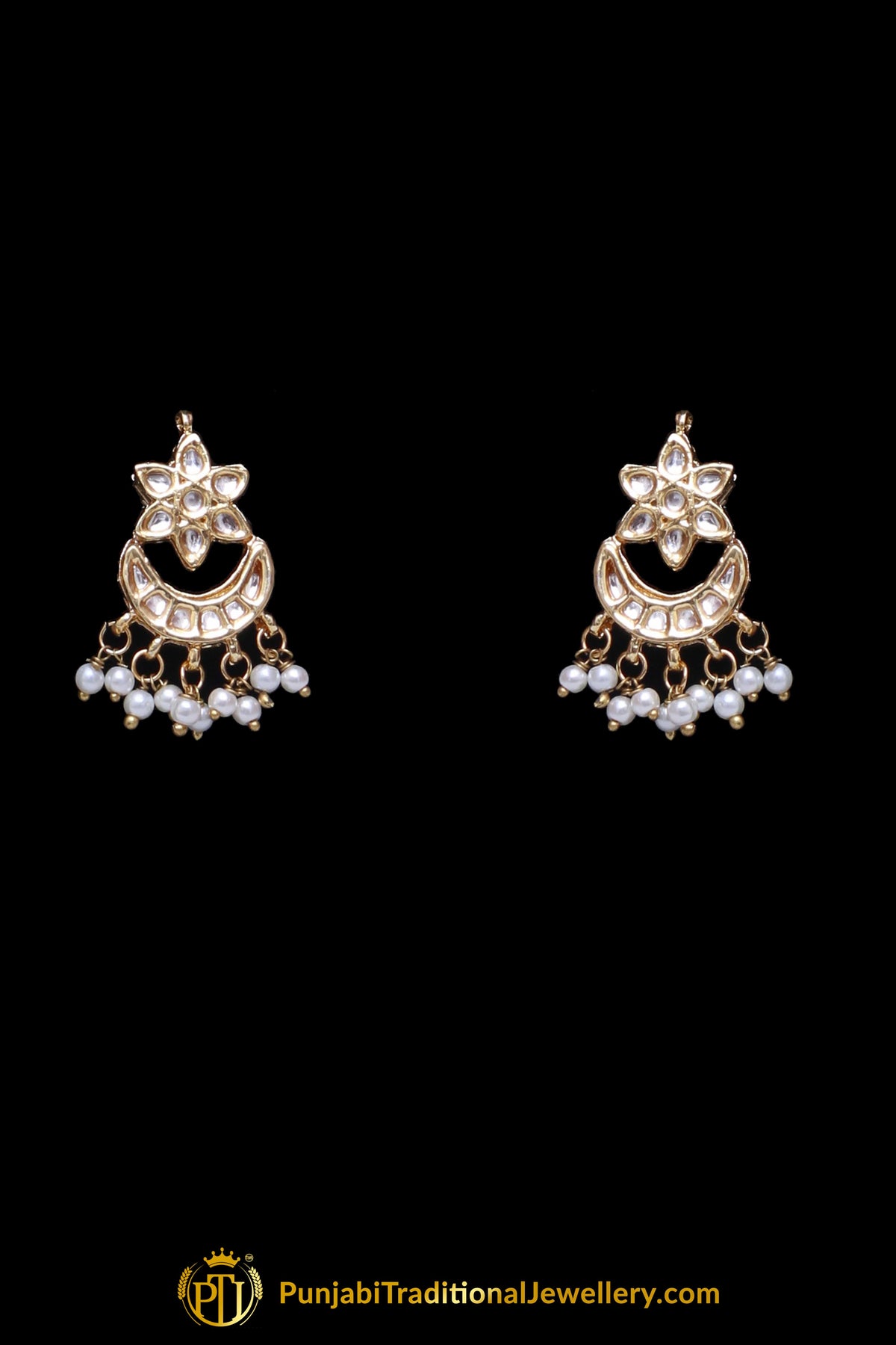 Golden Pearl Kundan Necklace Set Punjabi Traditional Jewellery