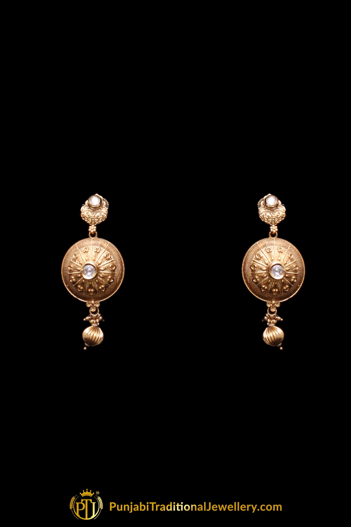 Pearl Champagne Stone Necklace Set By Punjabi Taditional Jewellery
