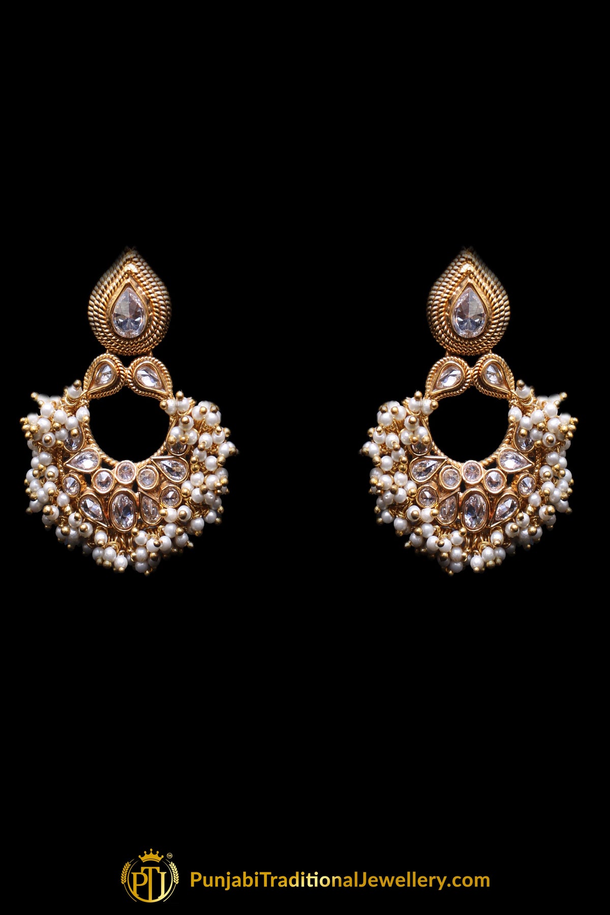 Champagne Stone Necklace Set By Punjabi Traditional Jewellery