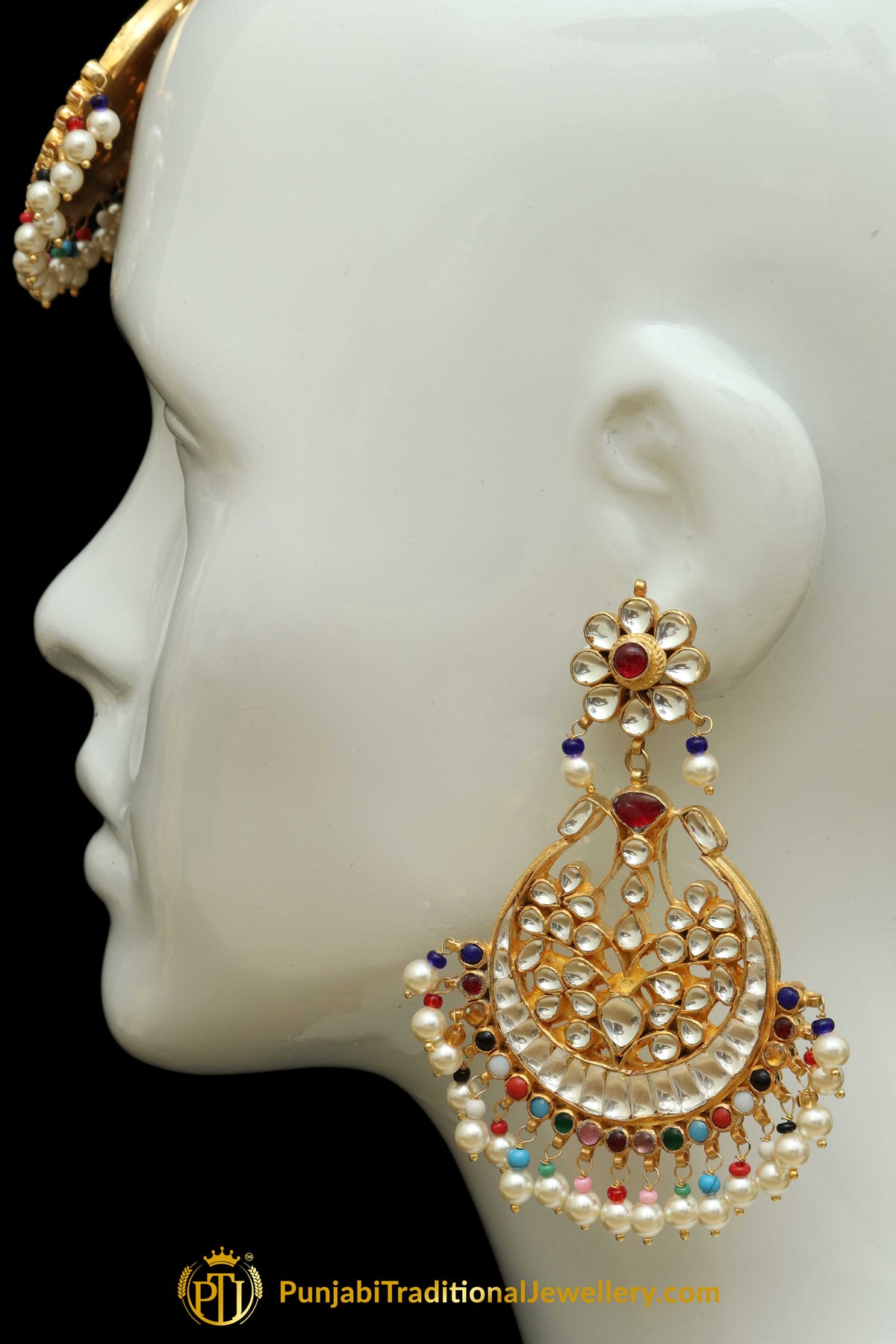 Multi Kundan Earring Tikka Set | Punjabi Traditional Jewellery Exclusive