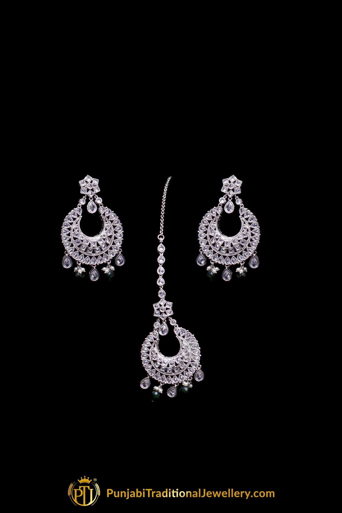 Green Polki Necklace Set By Punjabi Traditional Jewellery