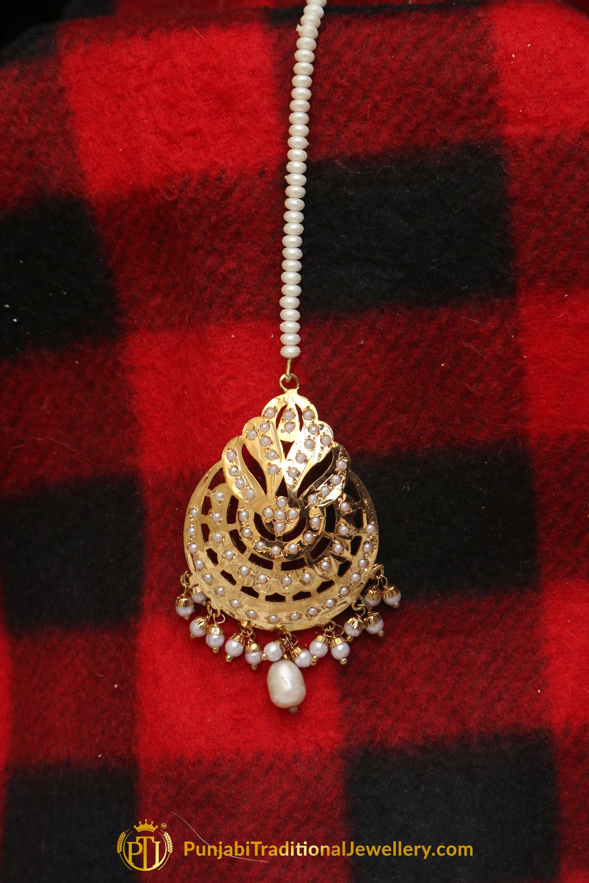 Golden Jadau Tikka By Punjabi Traditional Jewellery