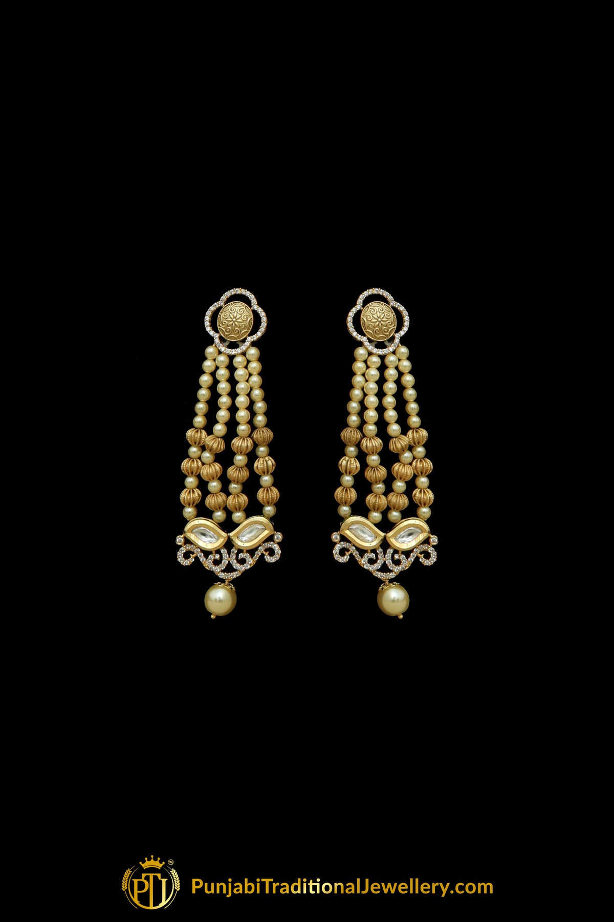 Matt Gold Kundan Necklace Set | Punjabi Traditional Jewellery Exclusive
