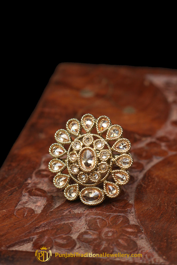 Gold Plated Champagne Ring By Punjabi Traditional Jewellery