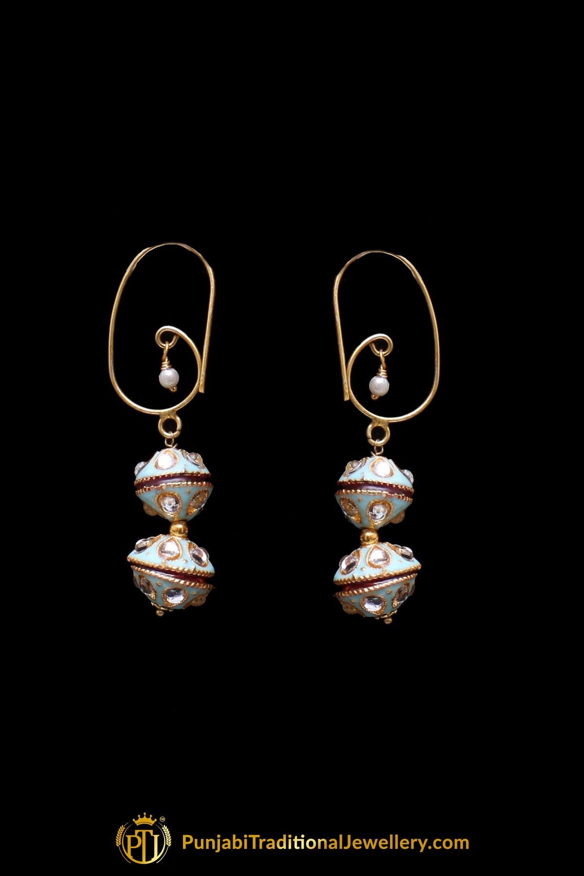 Red Firozi Kundan Meena Necklace Set By Punjabi Traditional Jewellery