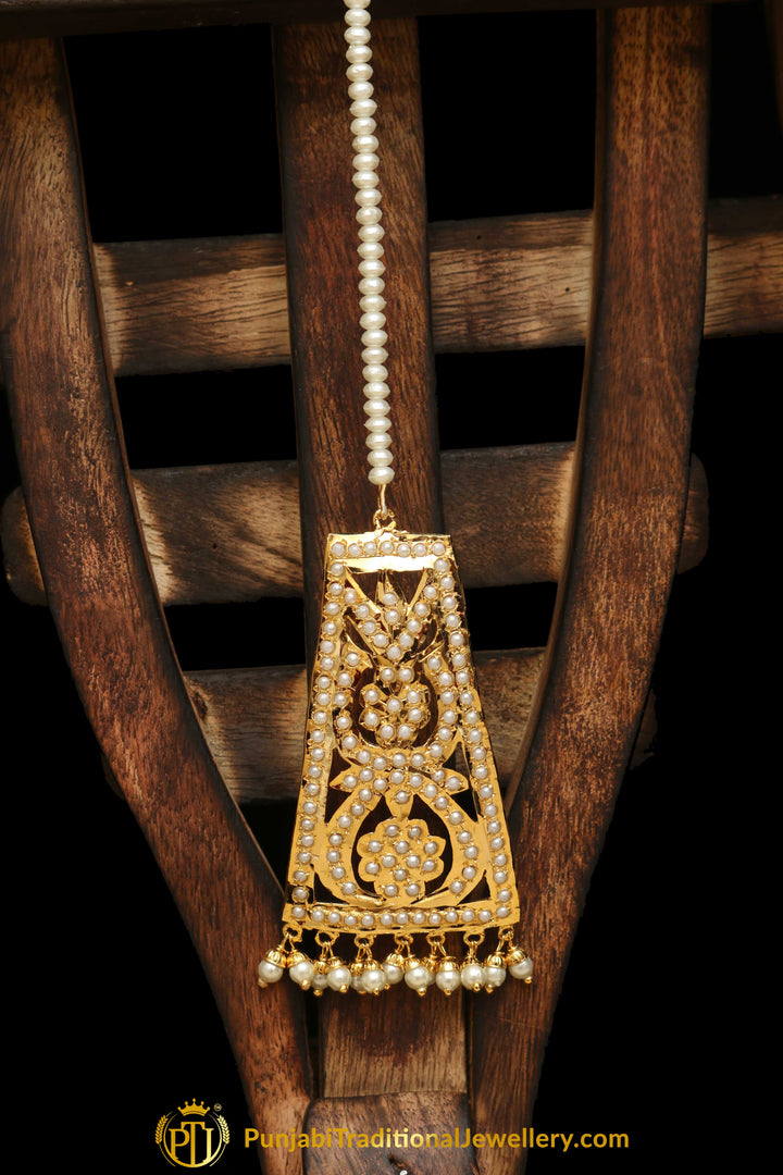Golden Jadau Tikka By Punjabi Traditional Jewellery