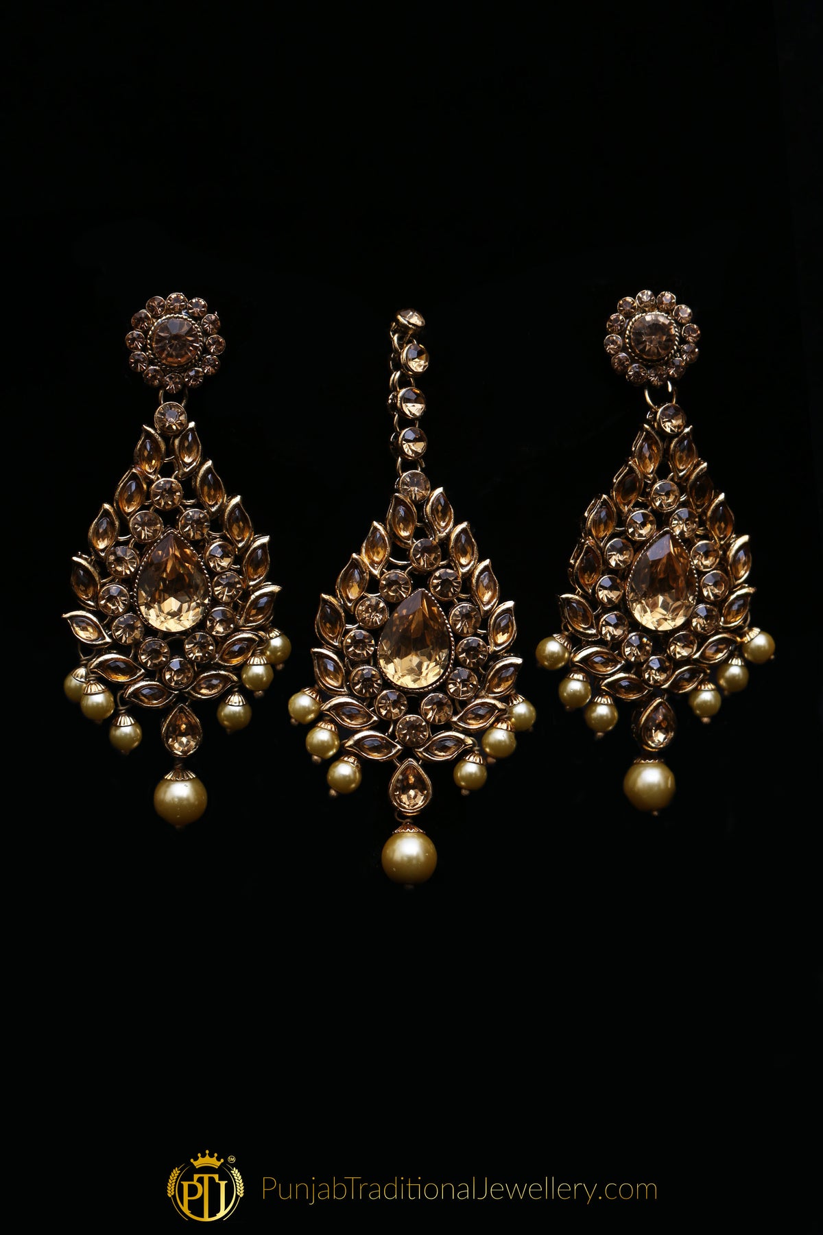 Golden & Kundan Necklace Set By Punjabi Traditional Jewellery