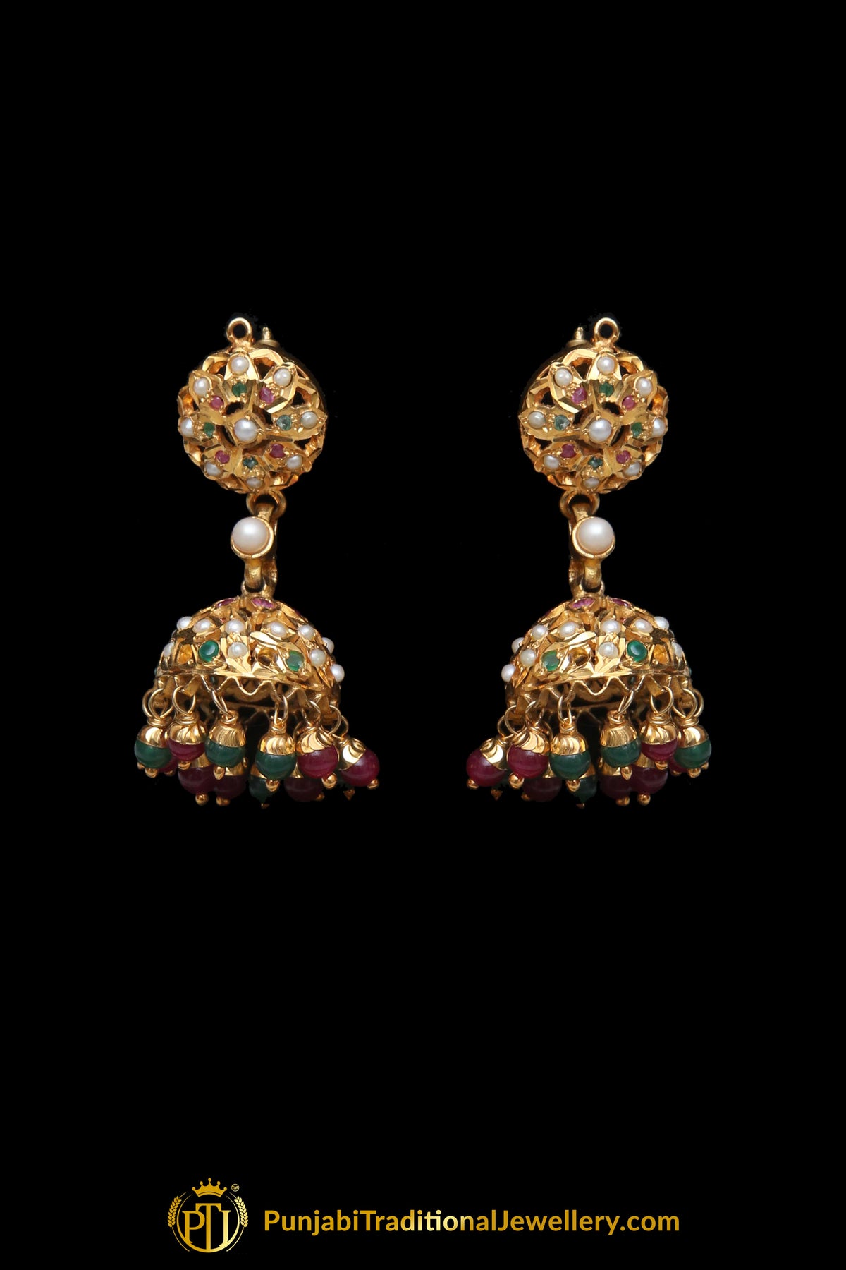 Multi Pearl Jadau Necklace Set By Punjabi Traditional Jewellery