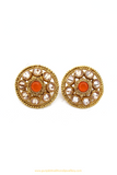 Antique Gold Finished Orange Polki Studs By PTJ