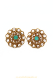 Antique Gold Finished Firoza Polki Studs By PTJ