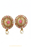 Antique Gold Finished Pink Polki Studs By PTJ